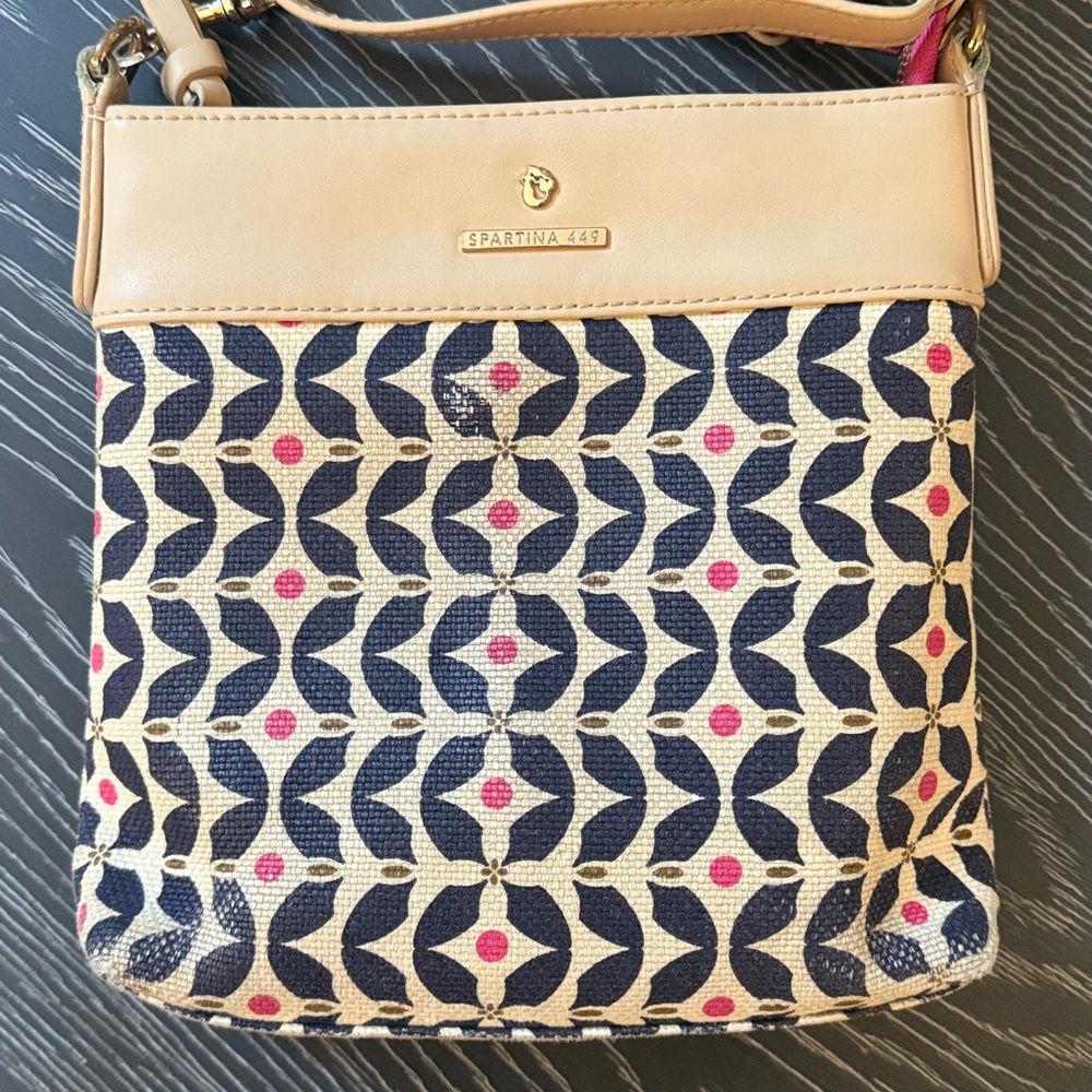 Spartina 449 Maritime Crossbody Purse Matching Wristlet Wallet Pink Navy - Picture 3 of 16
